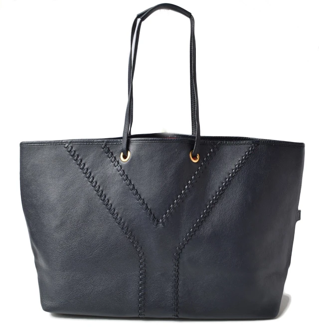 Yves Saint Laurent Navy Blue/Rouge Leather Reversible Neo Double Tote Bag