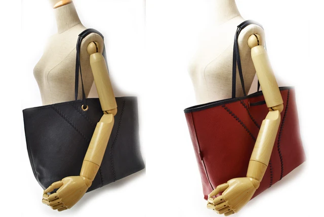 Yves Saint Laurent Navy Blue/Rouge Leather Reversible Neo Double Tote Bag