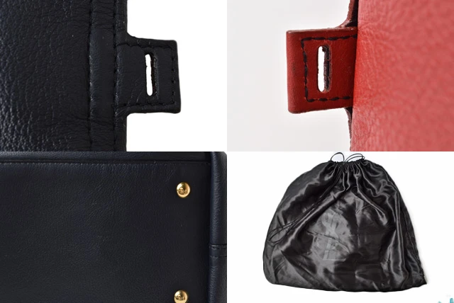 Yves Saint Laurent Navy Blue/Rouge Leather Reversible Neo Double Tote Bag