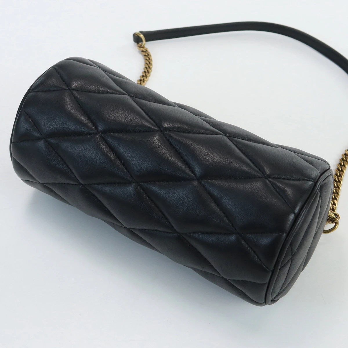 Saint Laurent Black Lambskin Leather Mini Sade Tube Bag