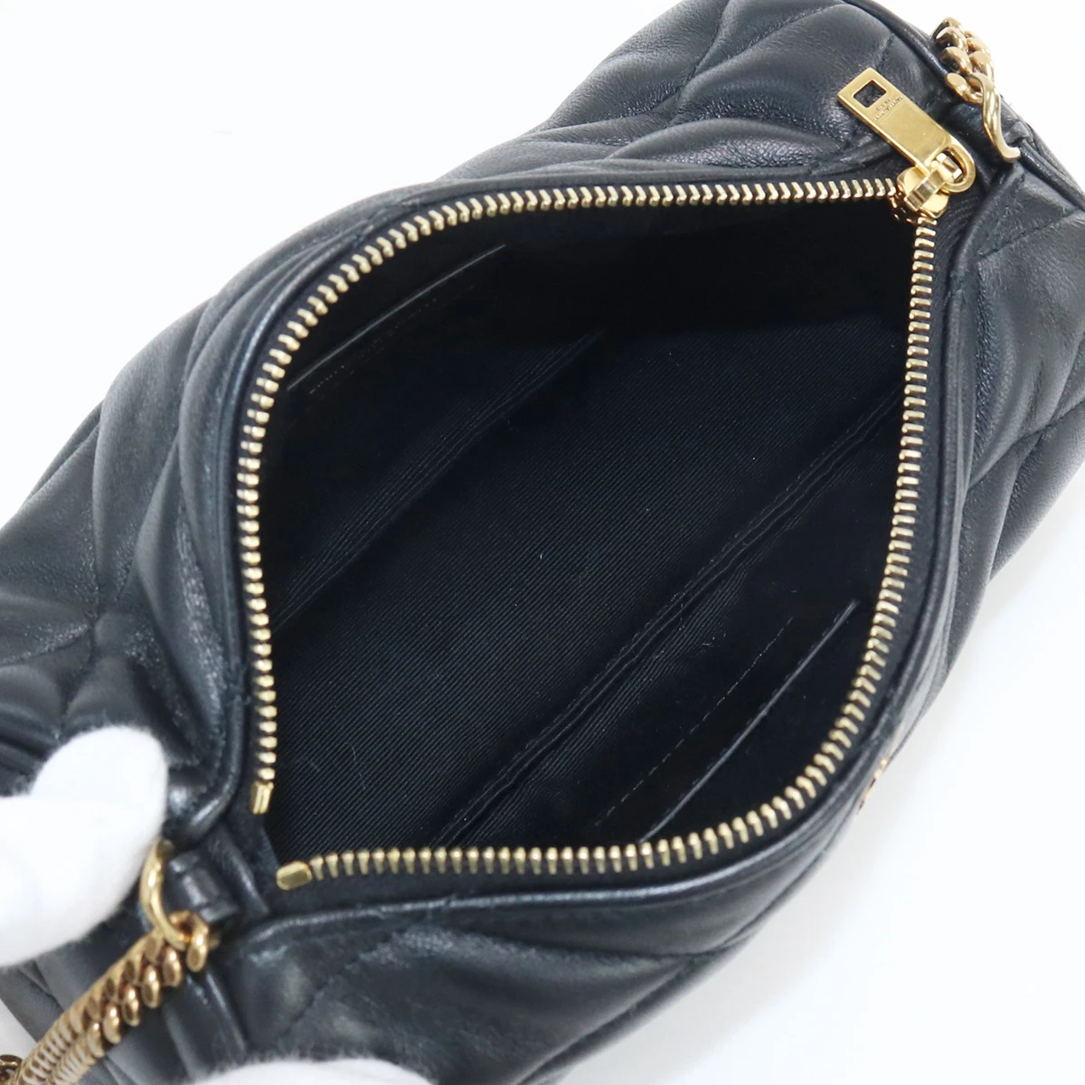 Saint Laurent Black Lambskin Leather Mini Sade Tube Bag
