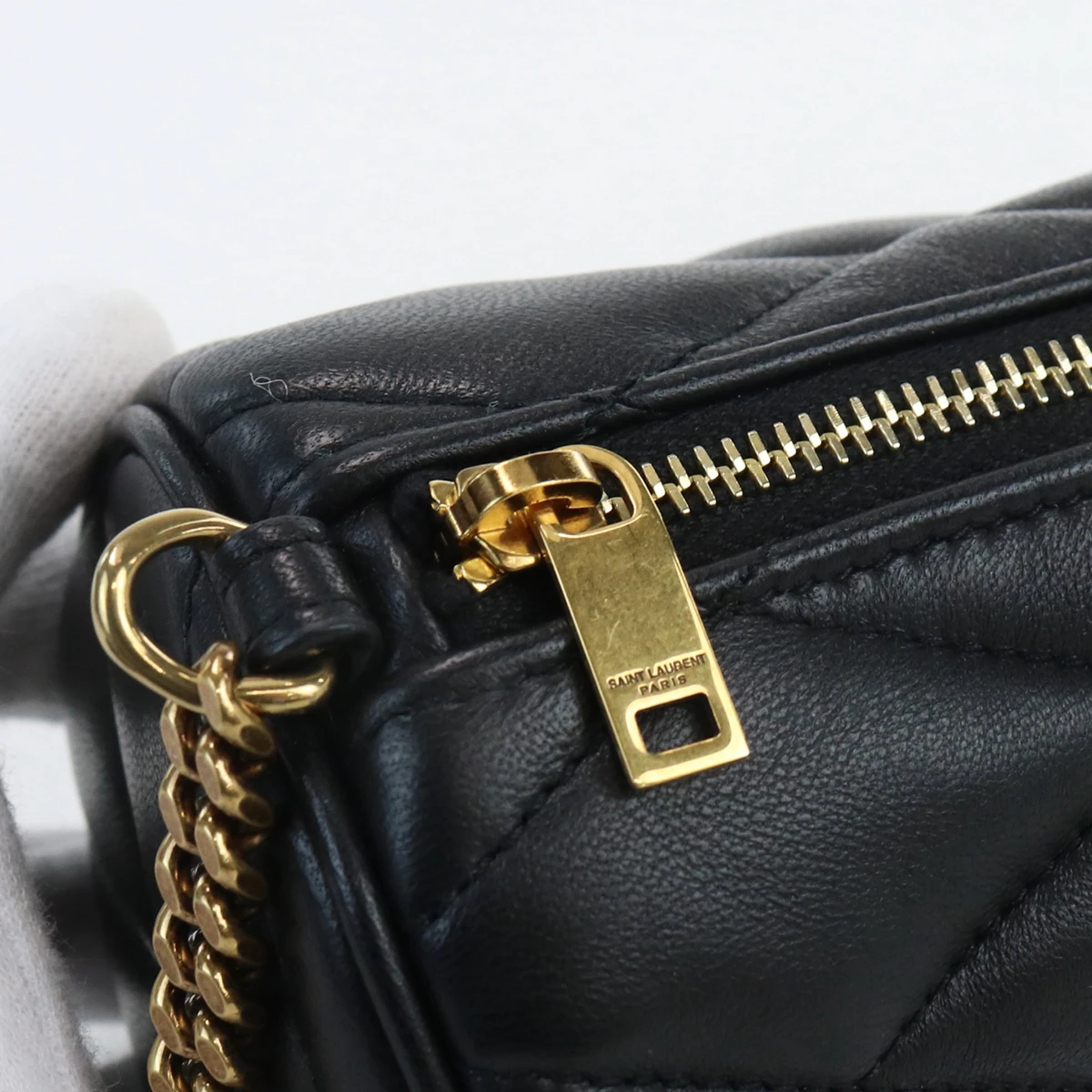Saint Laurent Black Lambskin Leather Mini Sade Tube Bag