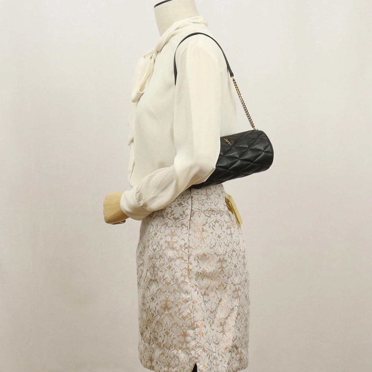 Saint Laurent Black Lambskin Leather Mini Sade Tube Bag