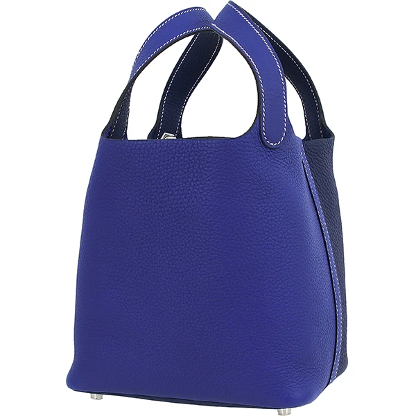 Hermes Picotin Lock PM / 18 Cazac Clemence Blue Electric Blue Ankle Silver Hardware