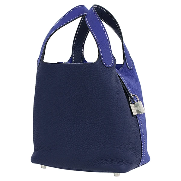 Hermes Picotin Lock PM / 18 Cazac Clemence Blue Electric Blue Ankle Silver Hardware