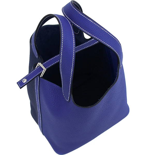 Hermes Picotin Lock PM / 18 Cazac Clemence Blue Electric Blue Ankle Silver Hardware