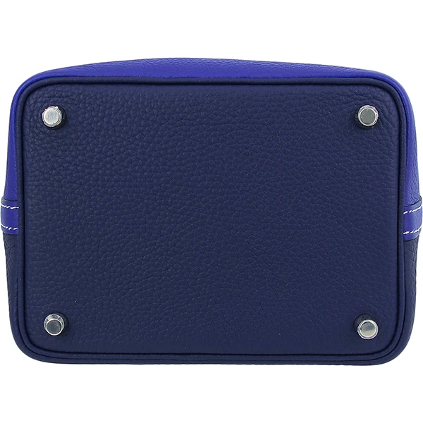 Hermes Picotin Lock PM / 18 Cazac Clemence Blue Electric Blue Ankle Silver Hardware