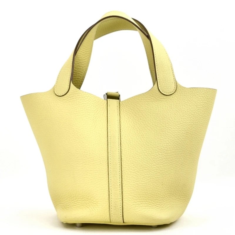Hermes (Stamp X) Picotin Lock PM  Yellow Silver Hardware Taurillon Clemence