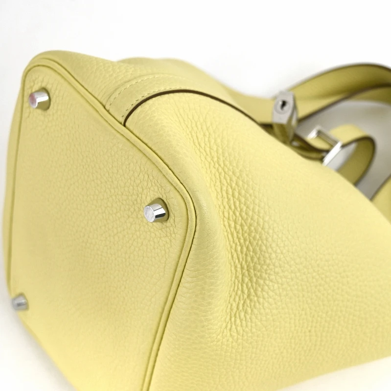 Hermes (Stamp X) Picotin Lock PM  Yellow Silver Hardware Taurillon Clemence