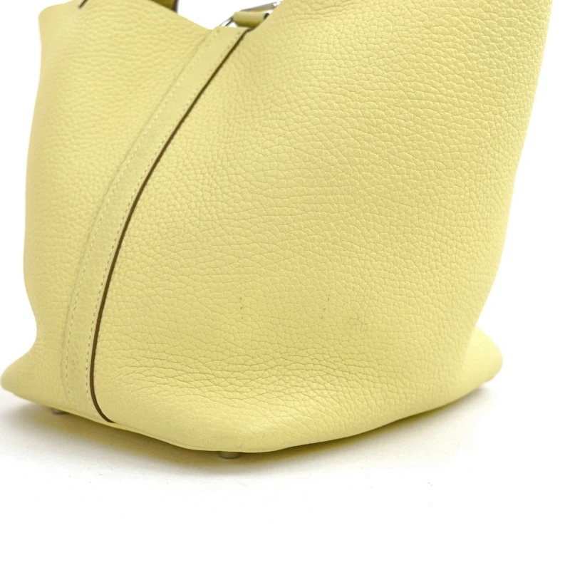 Hermes (Stamp X) Picotin Lock PM  Yellow Silver Hardware Taurillon Clemence