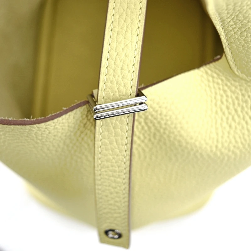 Hermes (Stamp X) Picotin Lock PM  Yellow Silver Hardware Taurillon Clemence