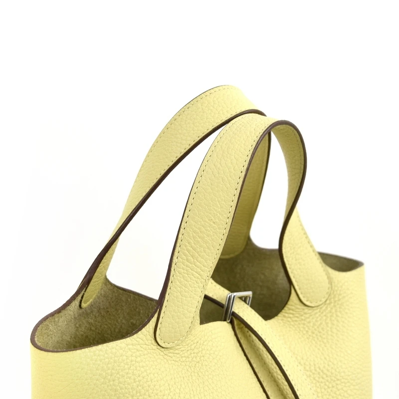 Hermes (Stamp X) Picotin Lock PM  Yellow Silver Hardware Taurillon Clemence