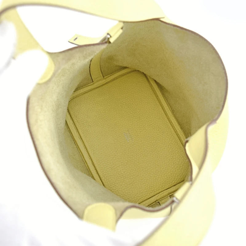 Hermes (Stamp X) Picotin Lock PM  Yellow Silver Hardware Taurillon Clemence