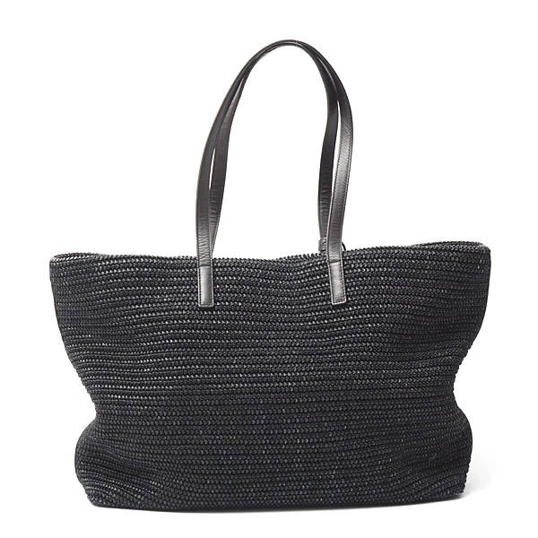 Saint Laurent Black Cabas Noir Raffia Tote Bag