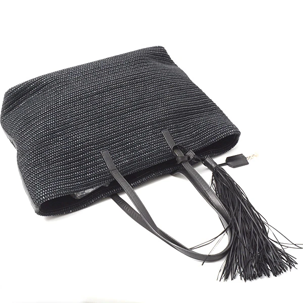 Saint Laurent Black Cabas Noir Raffia Tote Bag