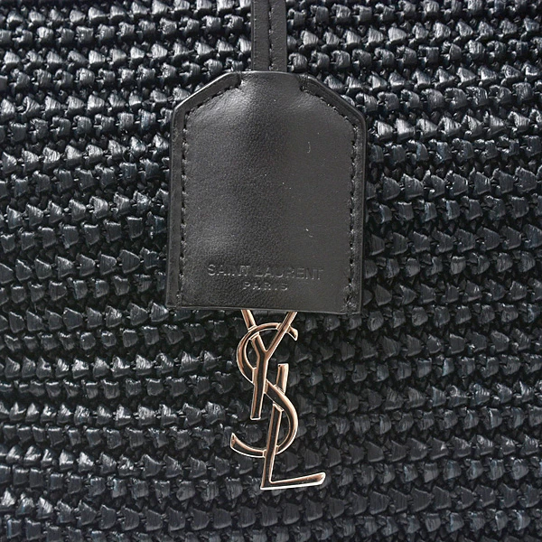Saint Laurent Black Cabas Noir Raffia Tote Bag