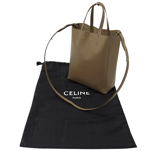 Celine Beige Grained Leather Small Vertical Cabas Tote Bag