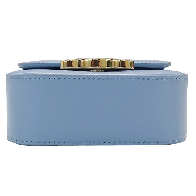 Celine Mini Triomphe Shiny Calfskin Celeste Light Blue Shoulder Bag