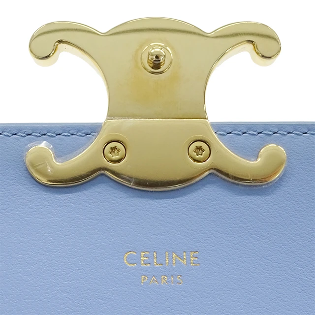 Celine Mini Triomphe Shiny Calfskin Celeste Light Blue Shoulder Bag
