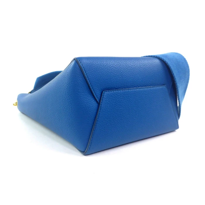 Celine Teel Blue Leather Small Sangle Bucket Bag