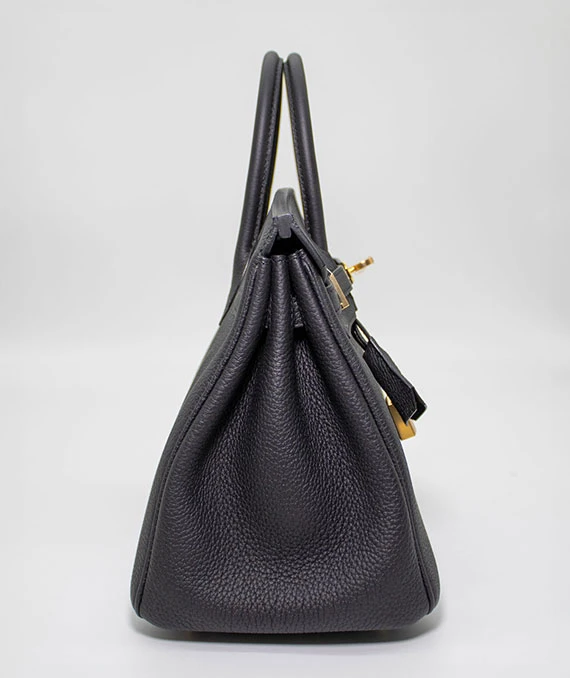 Hermes Birkin (Stamp U) Size 25 Togo Leather handbag in Black with Gold Hardware Brand New Year 2022