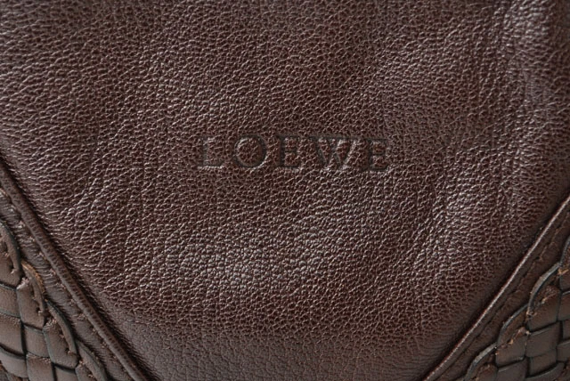 Loewe Dark Brown Nappa Leather Vintage Woven Hobo Bag with Pouch
