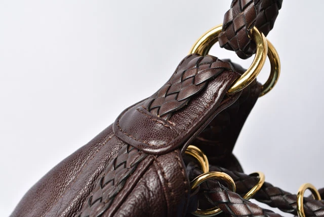 Loewe Dark Brown Nappa Leather Vintage Woven Hobo Bag with Pouch