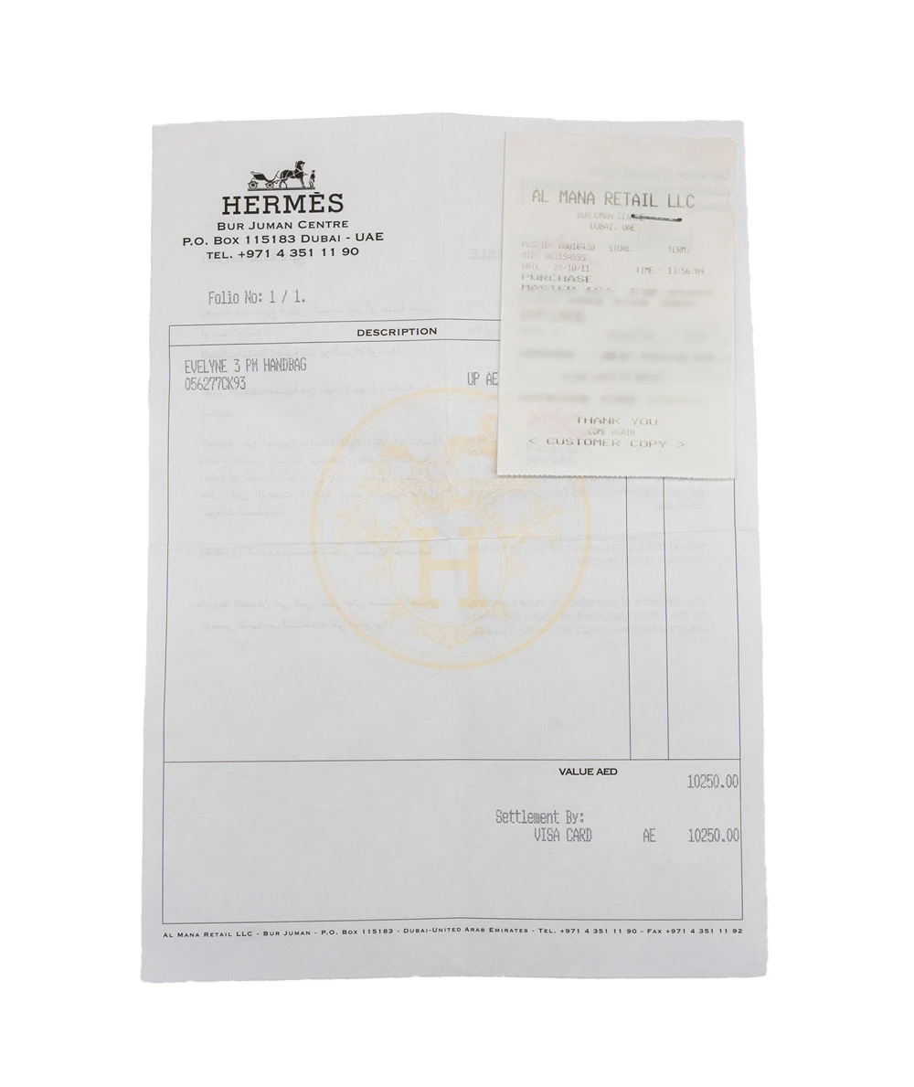 Hermes Size 28 Orange Color Fe Clemence Leather Evelyne III PM bag