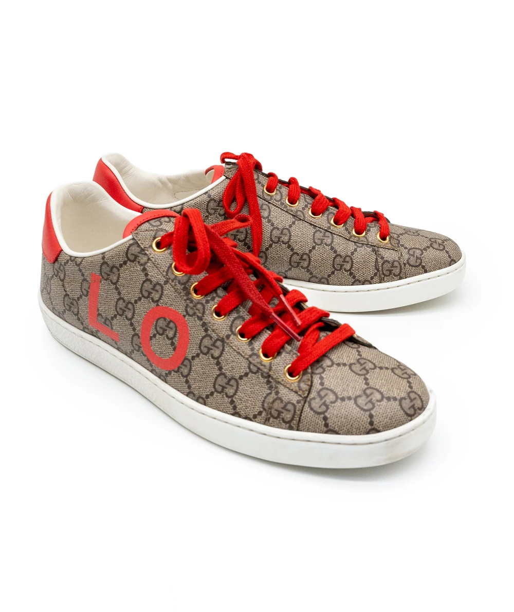 Gucci Size 38.5 Brown Canvas and Leather Ace Sneakers