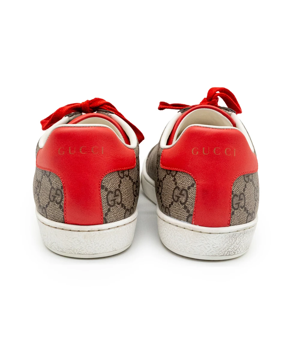 Gucci Size 38.5 Brown Canvas and Leather Ace Sneakers