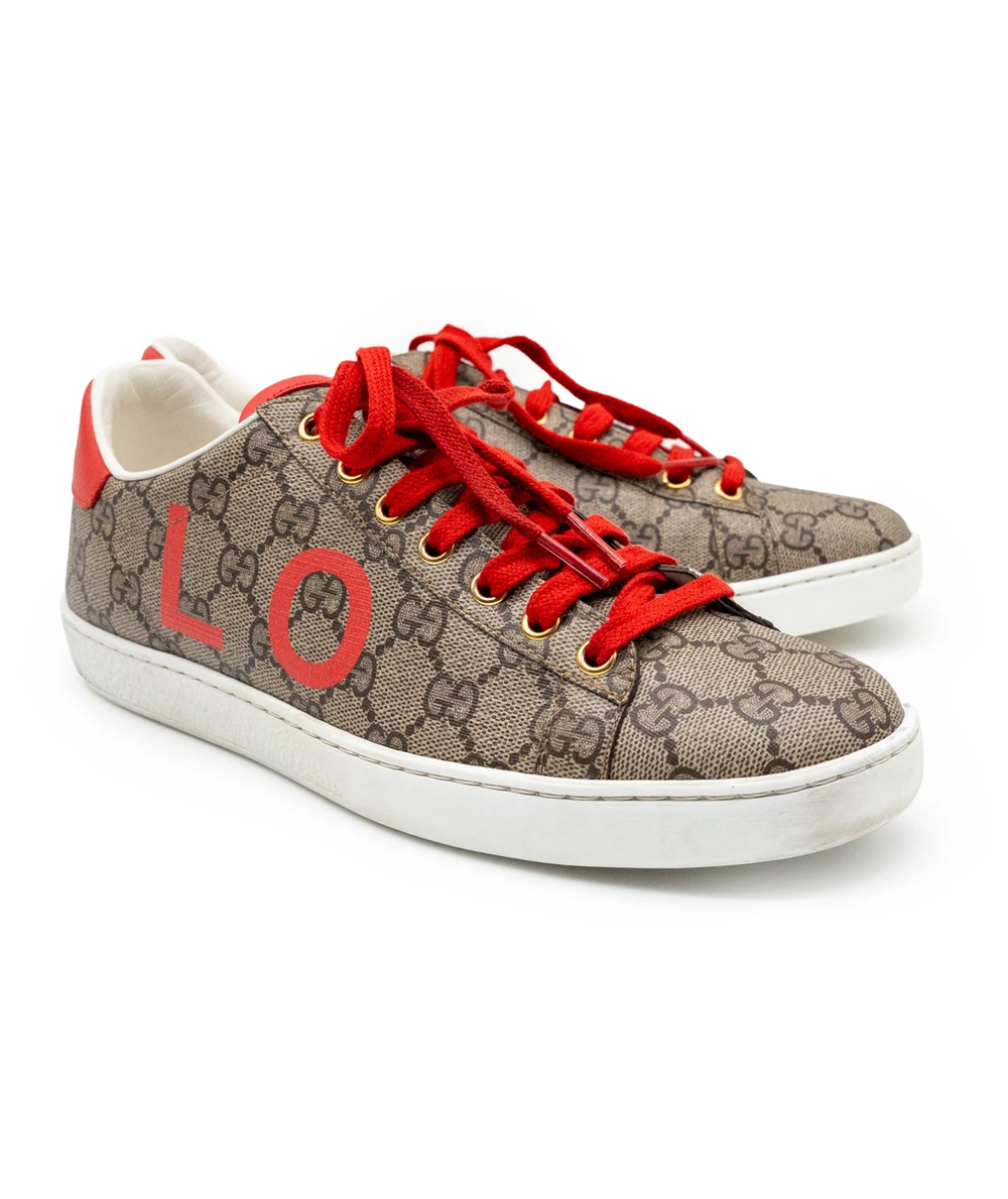 Gucci Size 38.5 Brown Canvas and Leather Ace Sneakers