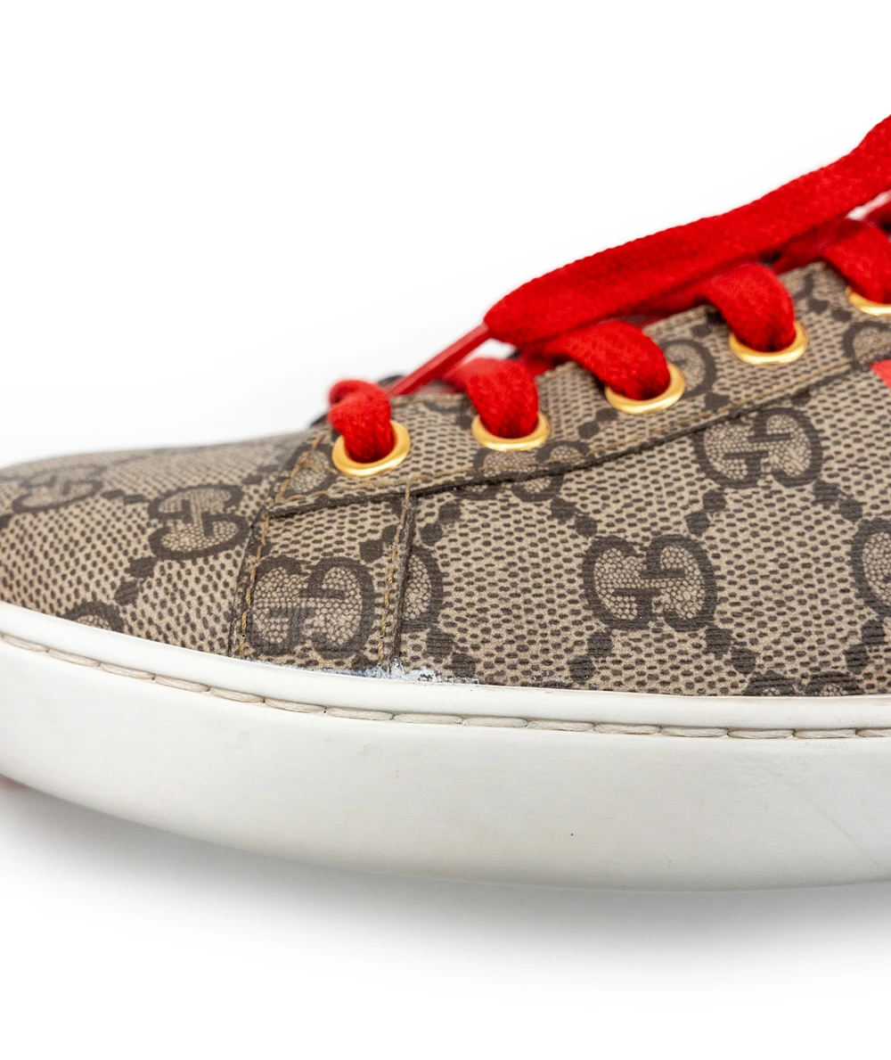 Gucci Size 38.5 Brown Canvas and Leather Ace Sneakers