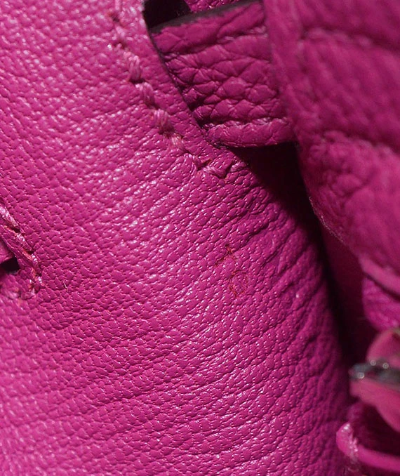 Hermes Kelly Size 25 Rose Purple Handbag in Togo Leather with Outside Stitching and Palladium hardware