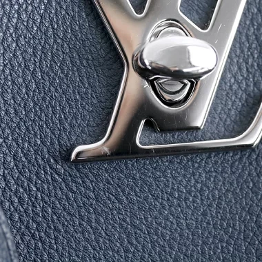 Louis Vuitton Navy Blue Leather Lock Me Bucket Bag