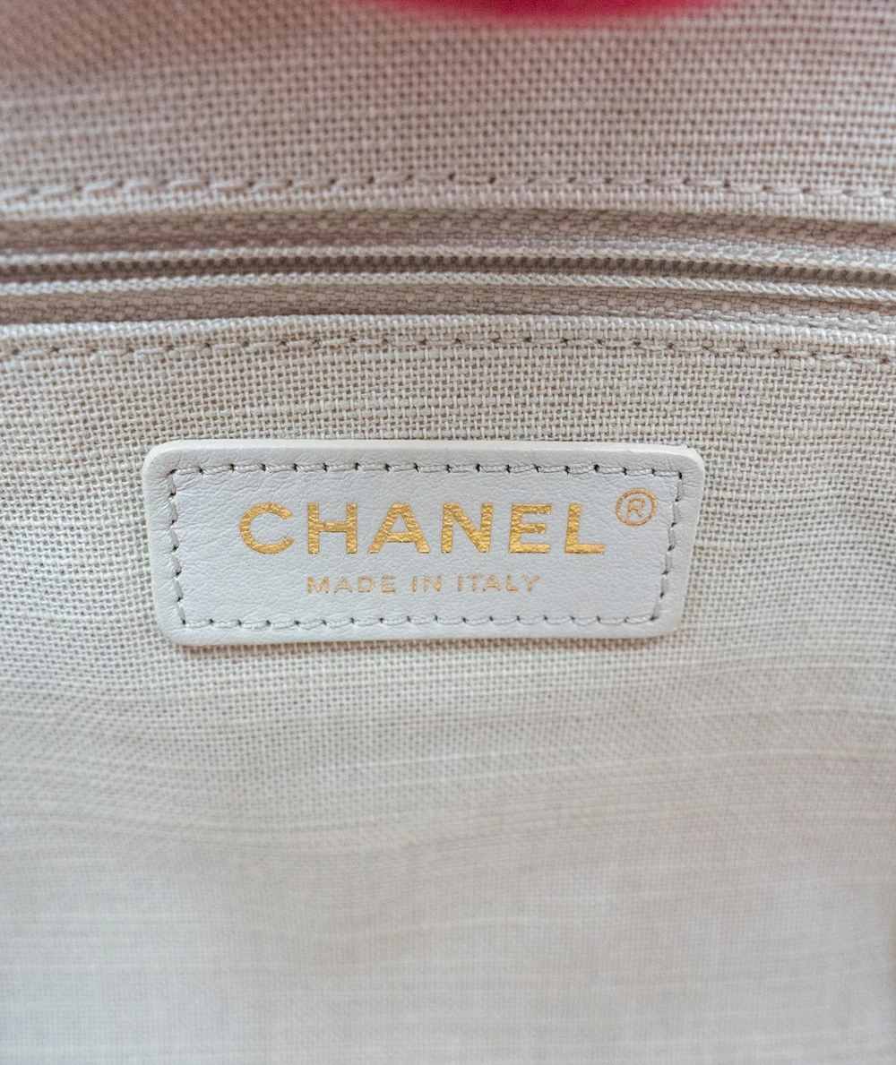 Chanel Deauville Medium Size Pink Color Canvas Tote Bag