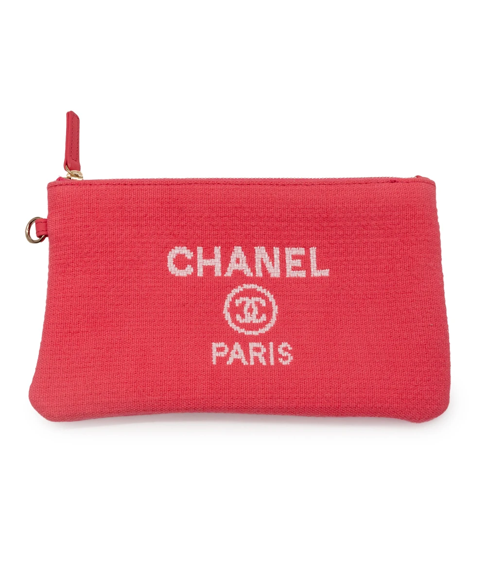 Chanel Deauville Medium Size Pink Color Canvas Tote Bag