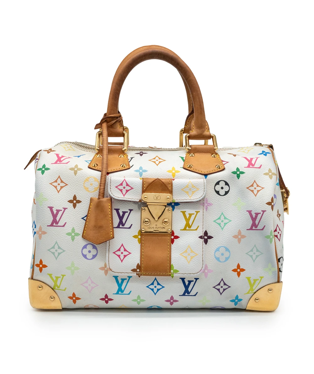 Louis Vuitton White Multicolor Monogram Canvas Speedy 30