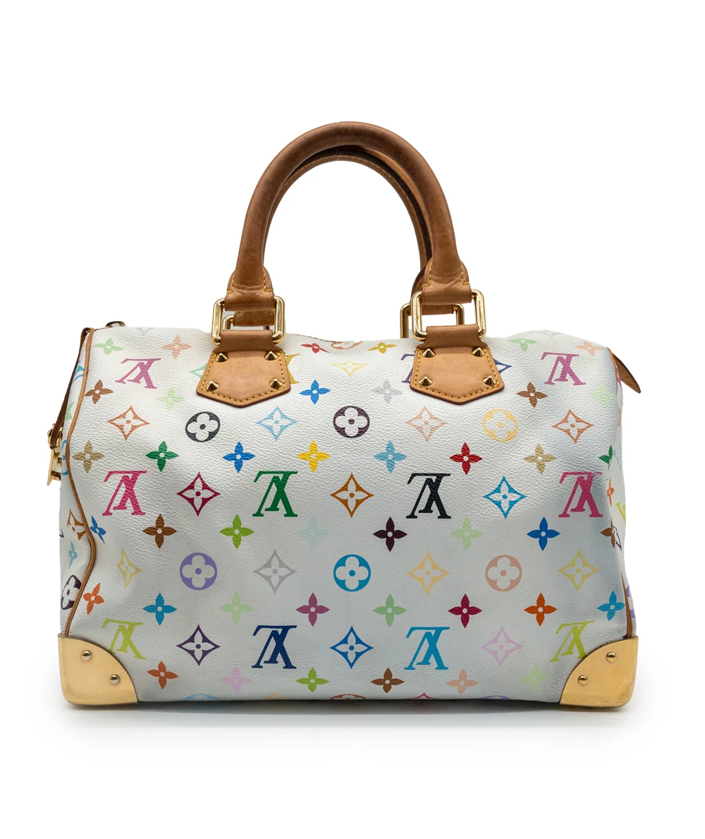 Louis Vuitton White Multicolor Monogram Canvas Speedy 30