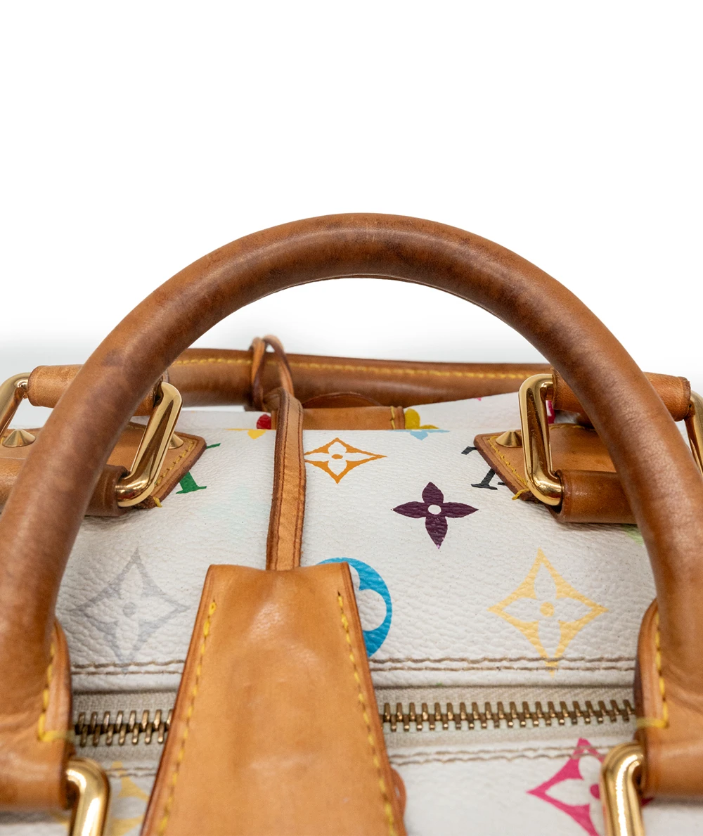 Louis Vuitton White Multicolor Monogram Canvas Speedy 30
