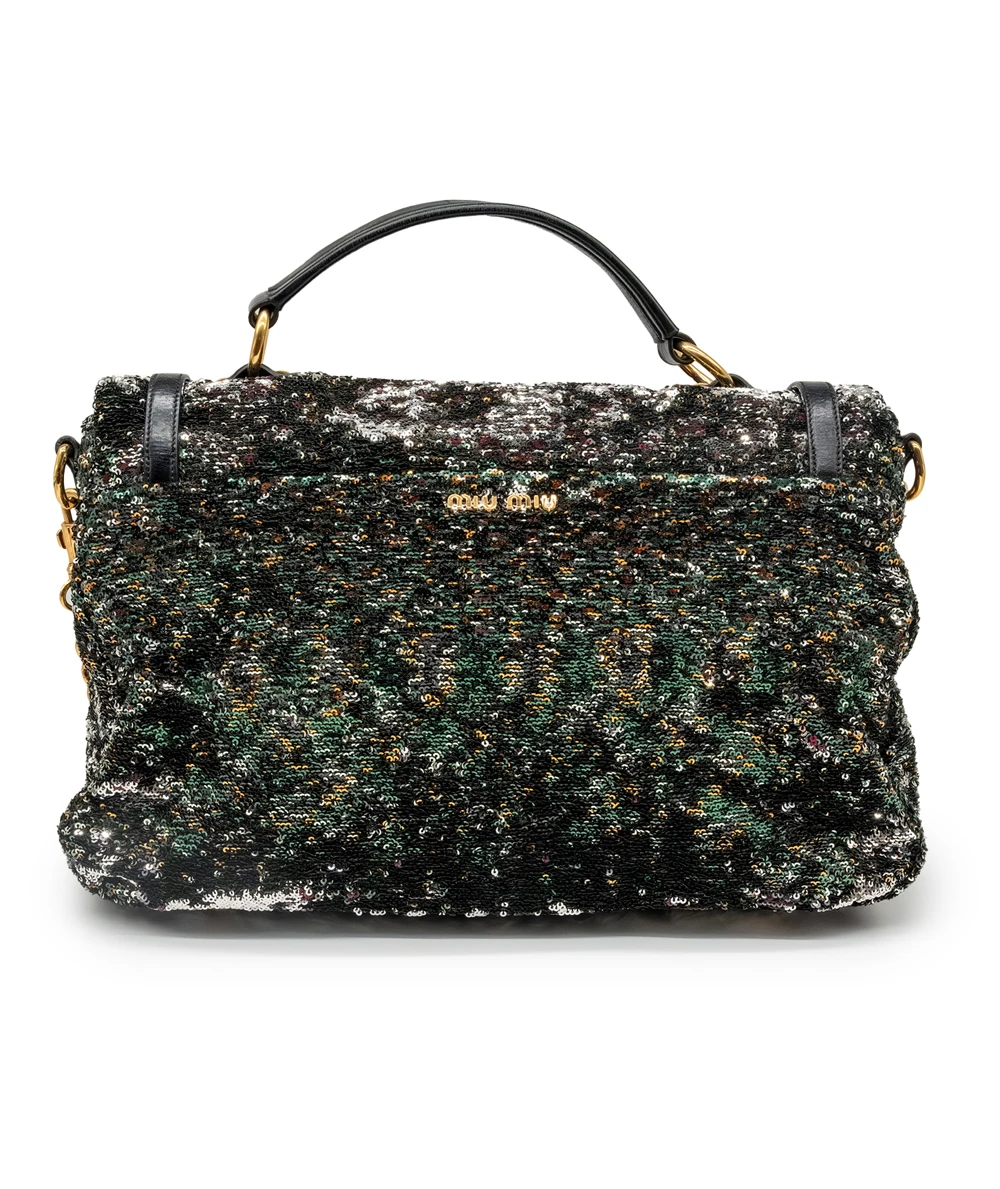 Miu Miu Multicolor Paillette Sequins Turnlock Top Handle Bag