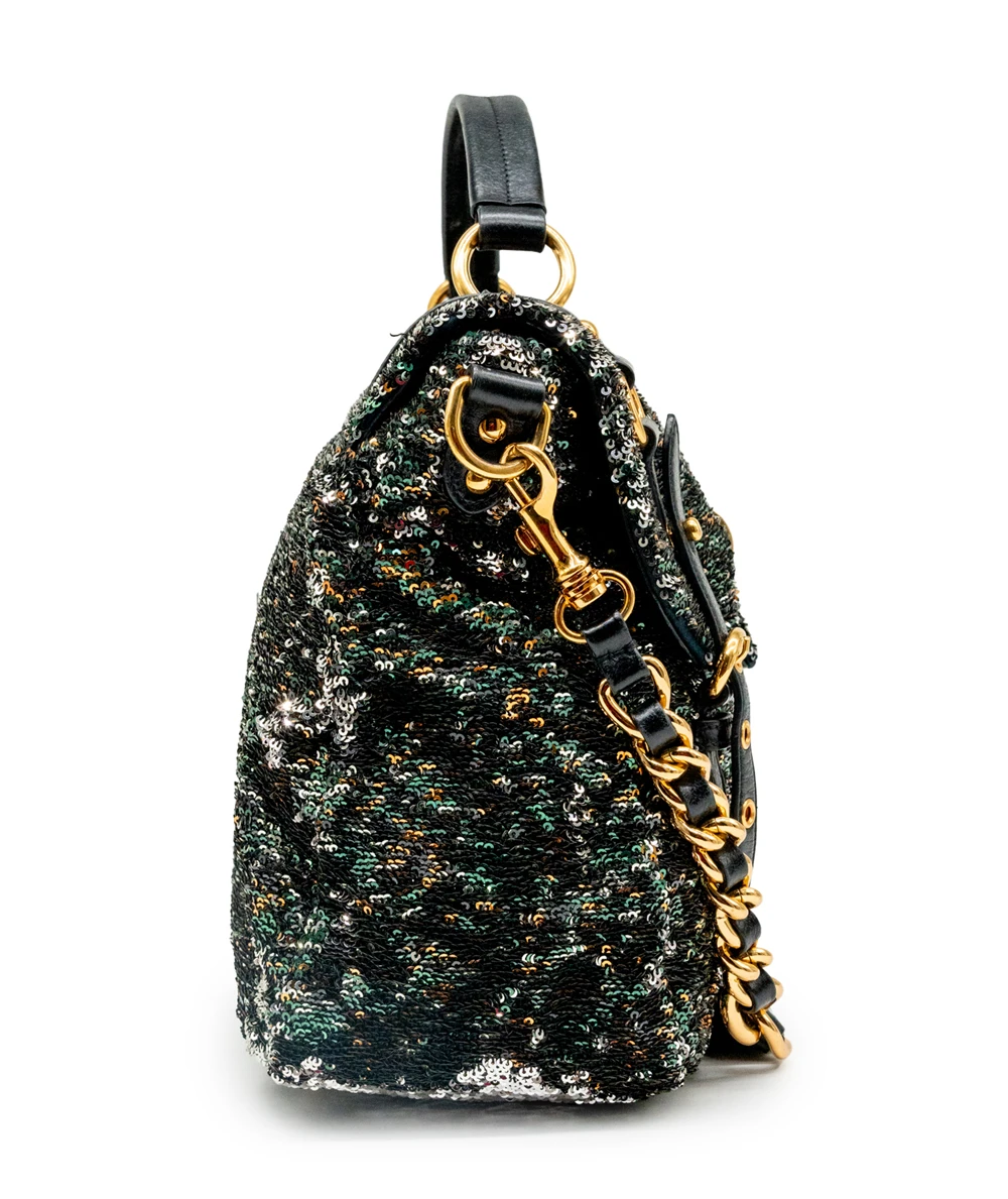 Miu Miu Multicolor Paillette Sequins Turnlock Top Handle Bag