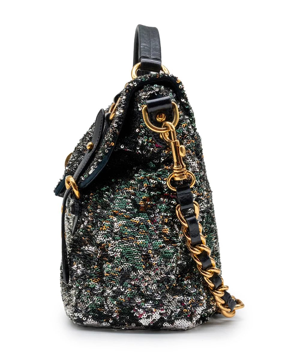 Miu Miu Multicolor Paillette Sequins Turnlock Top Handle Bag