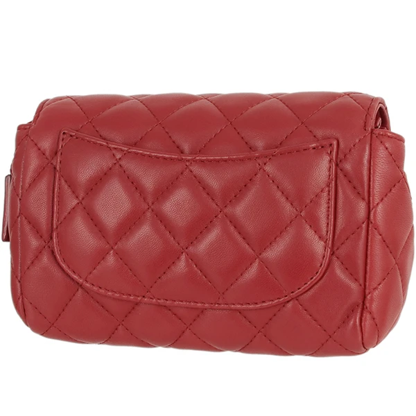 Chanel Red Quilted Cosmetic Pouch
