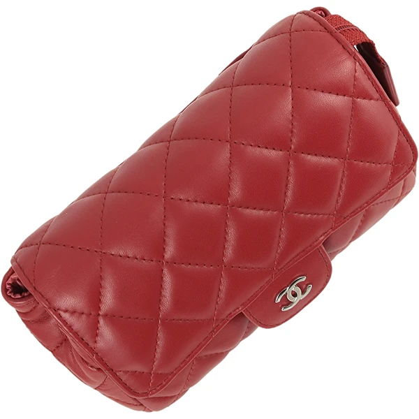 Chanel Red Quilted Cosmetic Pouch