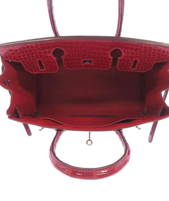 Hermes 2004 Porosus Crocodile Leather Birkin Handbag size 30 in Blaze with Palladium Hardware