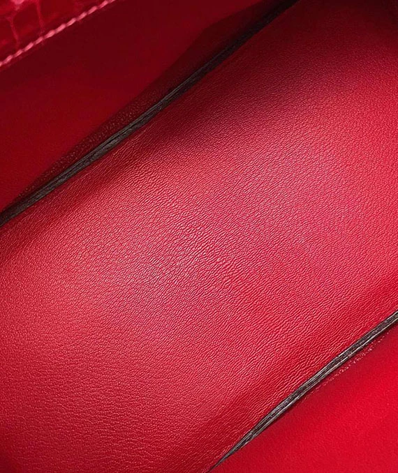 Hermes 2004 Porosus Crocodile Leather Birkin Handbag size 30 in Blaze with Palladium Hardware