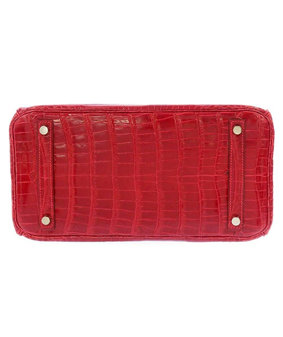 Hermes 2004 Porosus Crocodile Leather Birkin Handbag size 30 in Blaze with Palladium Hardware