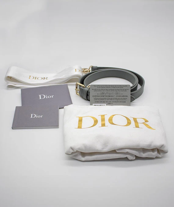 Christian Dior Grey Color Cannage Lambskin Leather Medium Lady Dior Satchel Bag