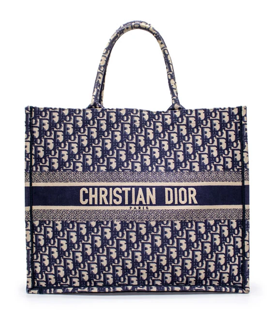 Christian Dior Navy Blue Book large Tote Canvas bag