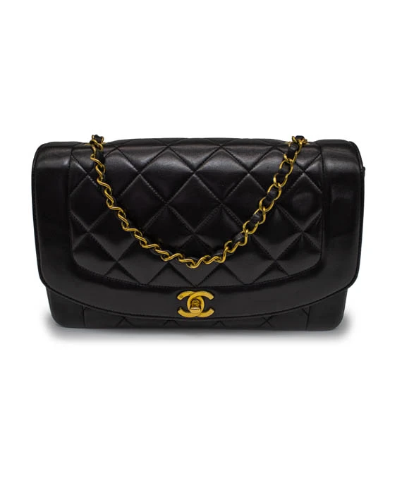 Chanel Black Quilted Lambskin Diana Medium Vintage Flap Handbag